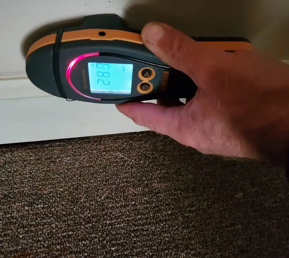 Moisture detection at baseboard during Mold Inspection & Testing in Watsonville